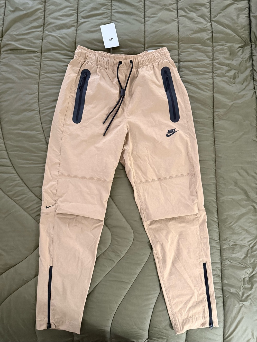 Nike Tech Men’s Beige Track Joggers with Black Trim